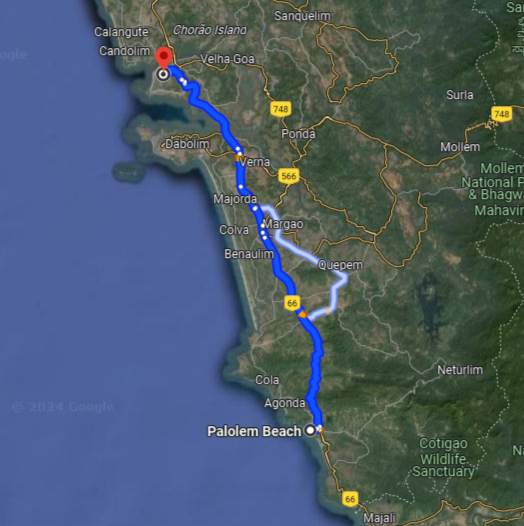 Palolem to Taligao Palolem to Taligao