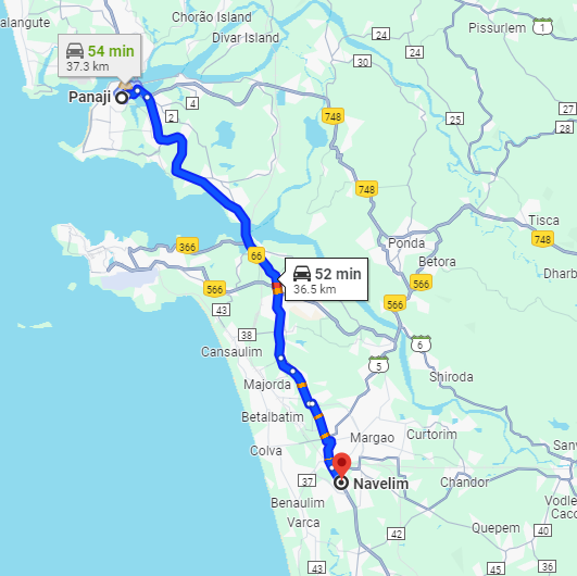 Panjim to Navelim Panjim to Navelim